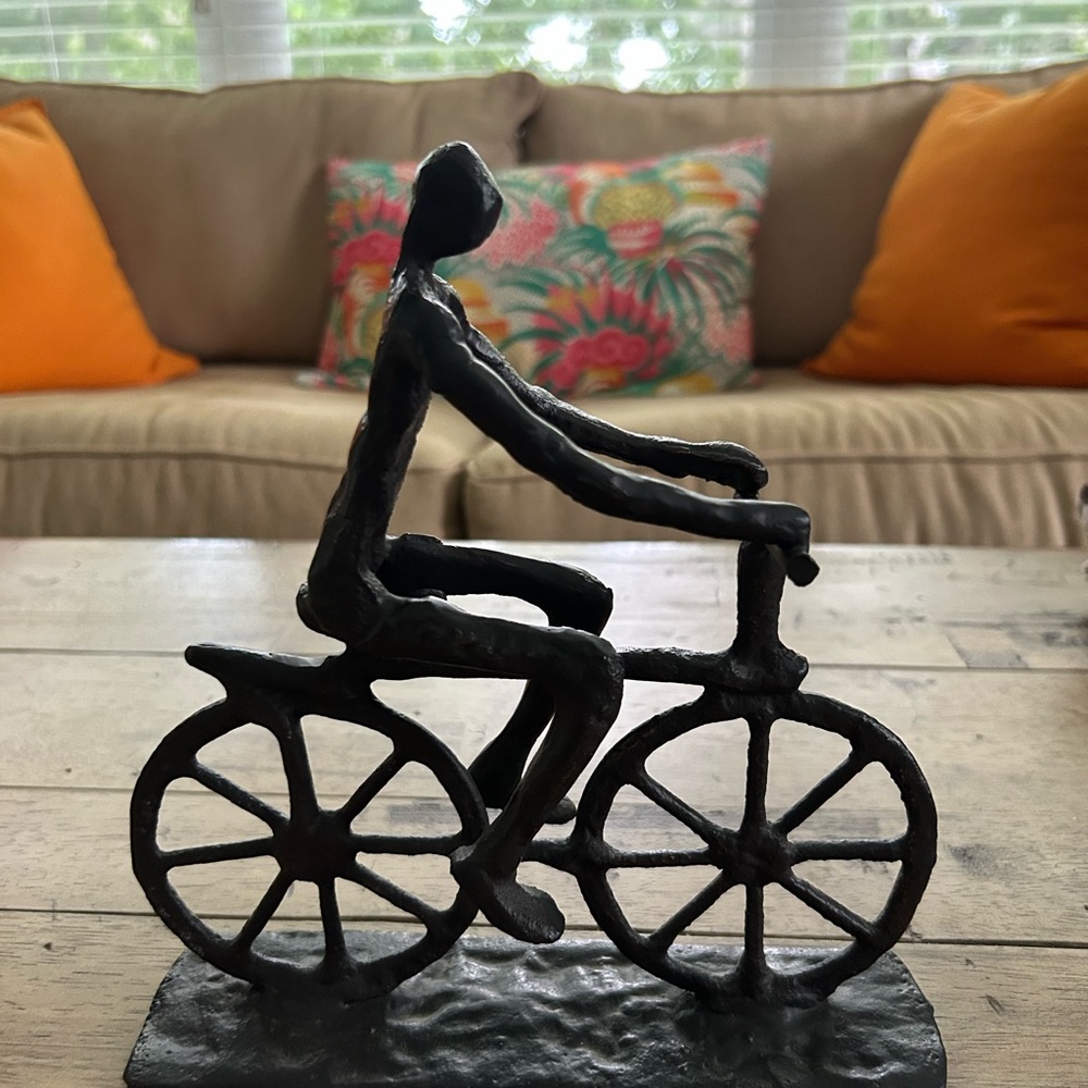 Modern Bronze Cyclist Sculpture